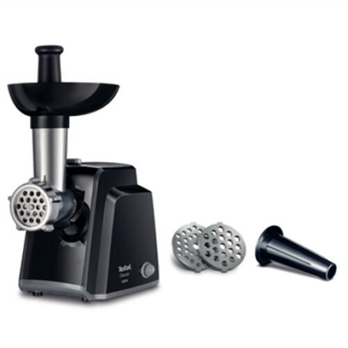 TEFAL , Meat mincer , NE105838 , Black , 1400 W , Number of speeds 1 , Throughput (kg/min) 1.7 , The set includes 3 stainless steel sieves for medium or coarse grinding.