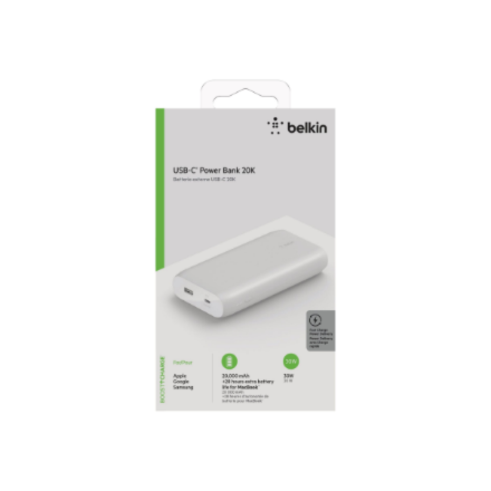Belkin , Power Bank , BOOST CHARGE , 20000 mAh , USB-C , White