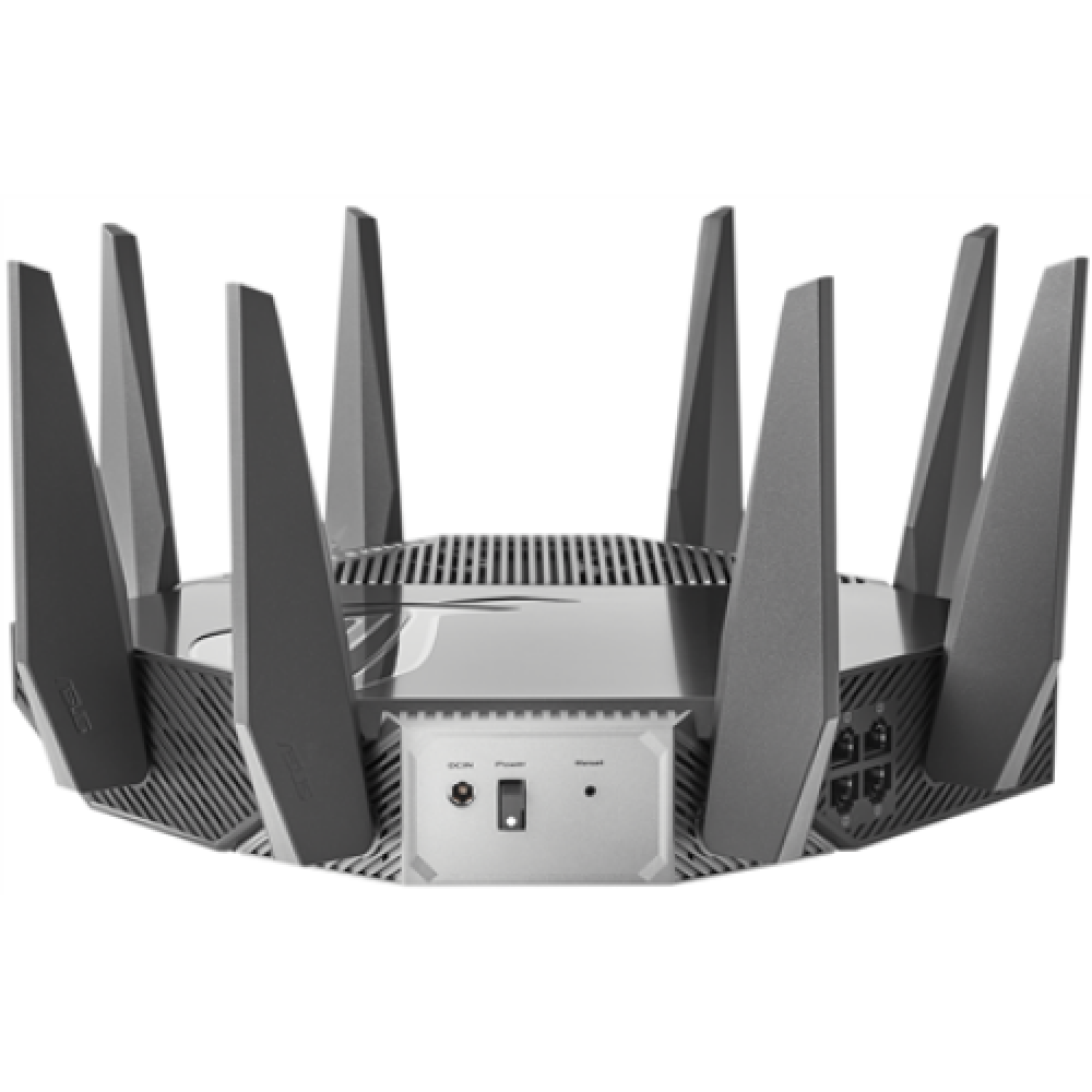 Wi-Fi 6 Tri-Band Gigabit Gaming Router , ROG GT-AXE11000 Rapture , 802.11ax , 1148+4804+4804 Mbit/s , 10/100/1000/2500 Mbit/s , Ethernet LAN (RJ-45) ports 5 , Mesh Support Yes , MU-MiMO Yes , No mobile broadband , Antenna type External , 2xUSB 3.2