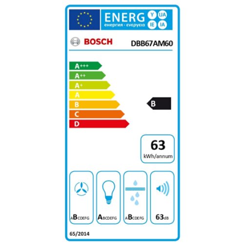 Bosch , Hood , DBB67AM60 Series 6 , Canopy , Energy efficiency class B , Width 59.7 cm , 460 m³/h , Touch control , LED , Black