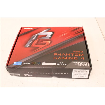 SALE OUT. ASRock AMD AM4 B550/4DDR4/6SATA3 , ASRock , B550 PHANTOM GAMING 4 , Processor family AMD , Processor socket AM4 , DDR4 DIMM , Supported hard disk drive interfaces SATA3, M.2 , Number of SATA connectors 6 , DAMAGED PACKAGING