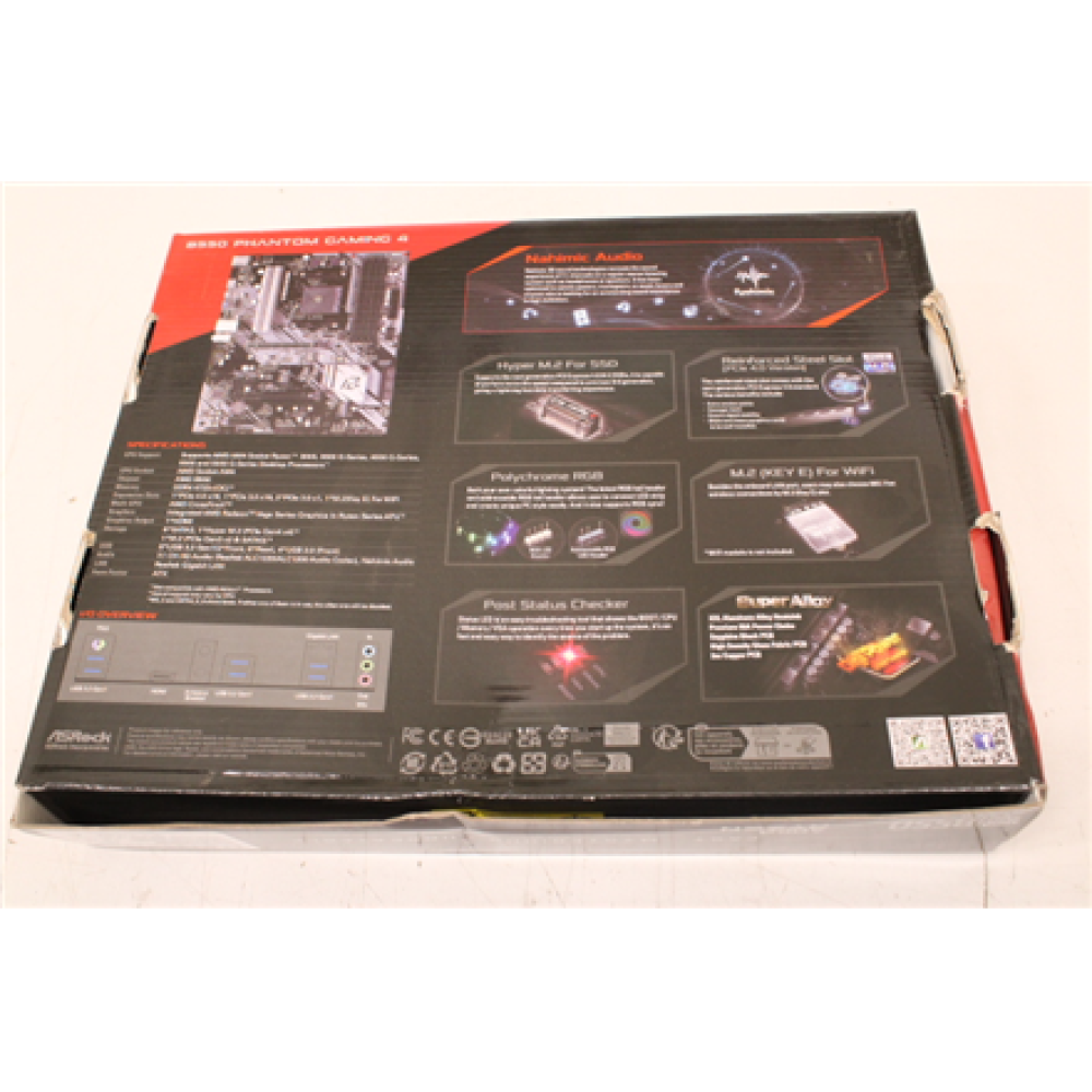 SALE OUT. ASRock AMD AM4 B550/4DDR4/6SATA3 , ASRock , B550 PHANTOM GAMING 4 , Processor family AMD , Processor socket AM4 , DDR4 DIMM , Supported hard disk drive interfaces SATA3, M.2 , Number of SATA connectors 6 , DAMAGED PACKAGING