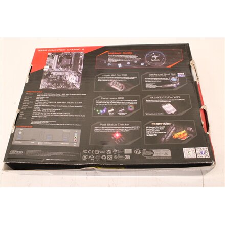 SALE OUT. ASRock AMD AM4 B550/4DDR4/6SATA3 , ASRock , B550 PHANTOM GAMING 4 , Processor family AMD , Processor socket AM4 , DDR4 DIMM , Supported hard disk drive interfaces SATA3, M.2 , Number of SATA connectors 6 , DAMAGED PACKAGING