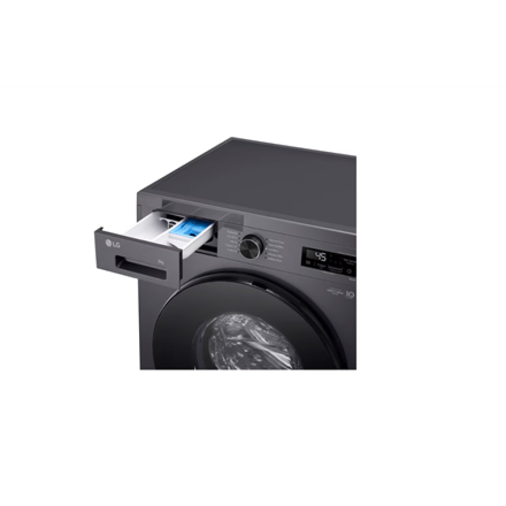 LG Washing machine , F4X1009NMB , Energy efficiency class A , Front loading , Washing capacity 9 kg , 1400 RPM , Depth 55 cm , Width 60 cm , Display , LED , Steam function , Direct drive , Wi-Fi , Graphite Black