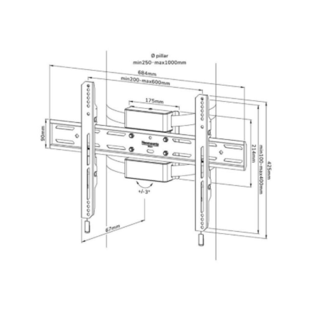 Neomounts Pillar Mount , WL30S-910BL16 , Level adjustment , 40-75 , Maximum weight (capacity) 50 kg , Black