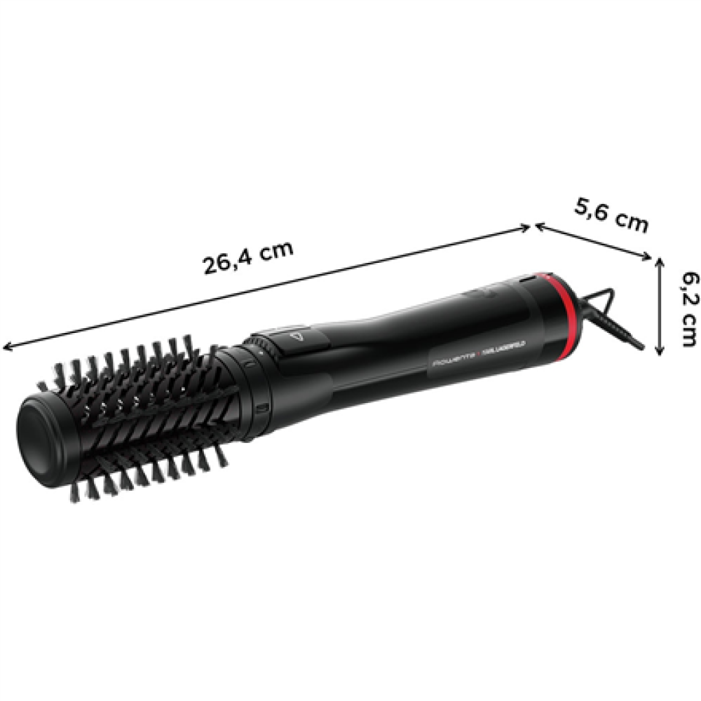 Rowenta Activ Keratin and Shine Hair Brush , x Karl Lagerfeld CF952LF0 , Ion conditioning , Number of heating levels 2 , 1000 W , Black