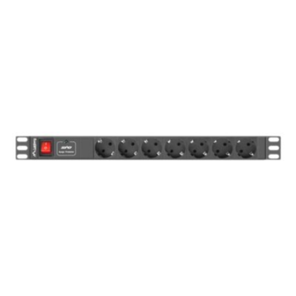 Lanberg Power Distribution unit (PDU) 19 1U 16A 2m 7X Schuko oulets, black , Lanberg