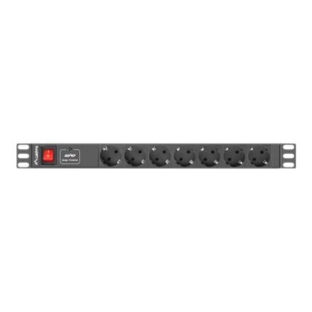 Lanberg Power Distribution unit (PDU) 19 1U 16A 2m 7X Schuko oulets , PDU-07F-0200-BK
