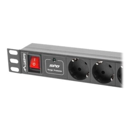 Lanberg Power Distribution unit (PDU) 19 1U 16A 2m 7X Schuko oulets , PDU-07F-0200-BK