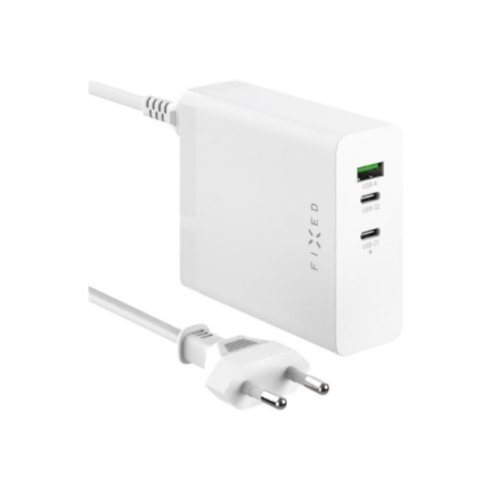 Fixed Charging Station 2xUSB-C/1xUSB, GaN, PD 3.1 support, 140W , FIXCG140-2C1A-WH