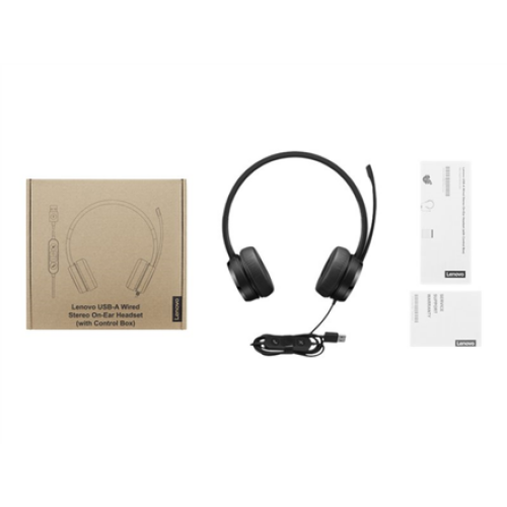 Lenovo , USB-A Stereo Headset with Control Box , Wired , On-Ear