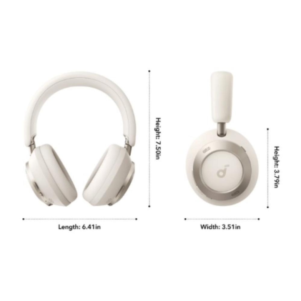 Anker Soundcore , Foldable Headphones , Space One Pro , Bluetooth , Over-ear , Microphone , Wireless , Cream White