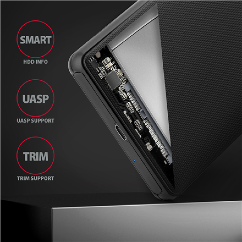 AXAGON Screwless USB 3.2 Gen 1 - SATA 6G external box for 2.5 SSD/HDD , EE25-SLC