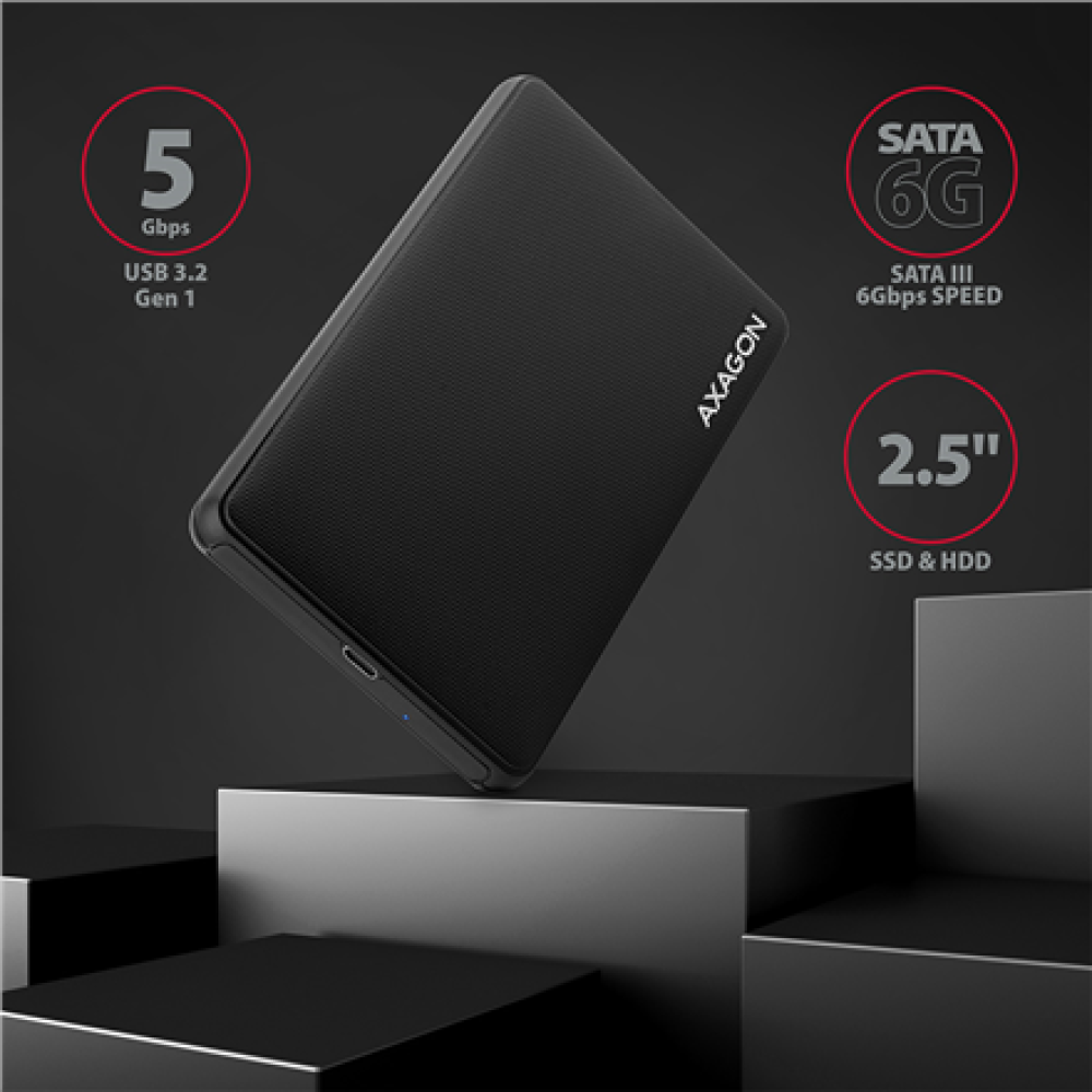 AXAGON Screwless USB 3.2 Gen 1 - SATA 6G external box for 2.5 SSD/HDD , EE25-SLC