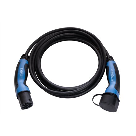 Evaka EV charging cable Type2-Type2, 22 kW, 32 A, 5x6 mm2, 1x0.5 mm2, 5 m , EVA503325 , Black
