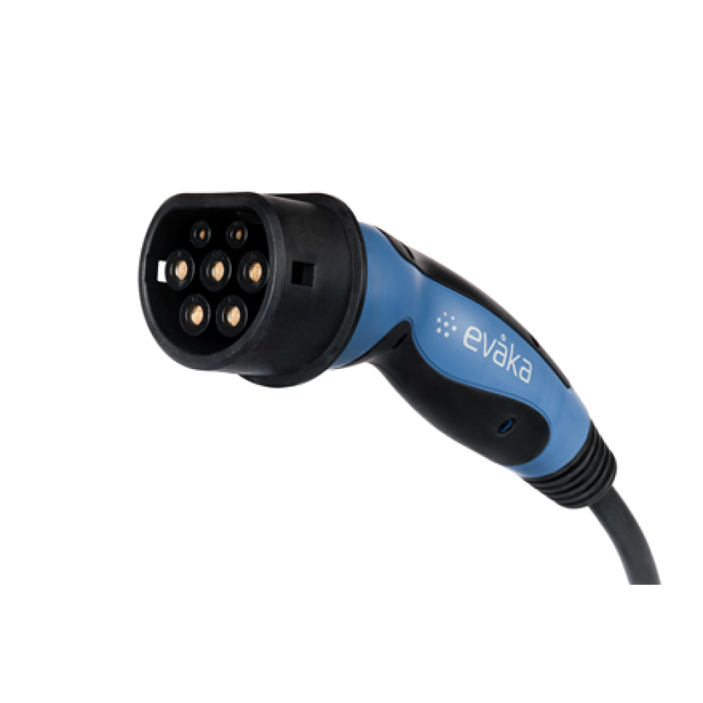 EVA503325 Evaka EV charging cable Type2-Type2, 22 kW, 32 A, 5x6 mm2, 1x0.5 mm2, 5 m , EVA503325 , Black