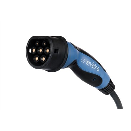 Evaka EV charging cable Type2-Type2, 22 kW, 32 A, 5x6 mm2, 1x0.5 mm2, 5 m , EVA503325 , Black