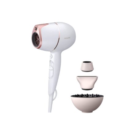 Philips Hair Dryer with SenseIQ , BHD628/00 Prestige , 1800 W , Number of temperature settings 3 , Ionic function , Diffuser nozzle , White/Rose