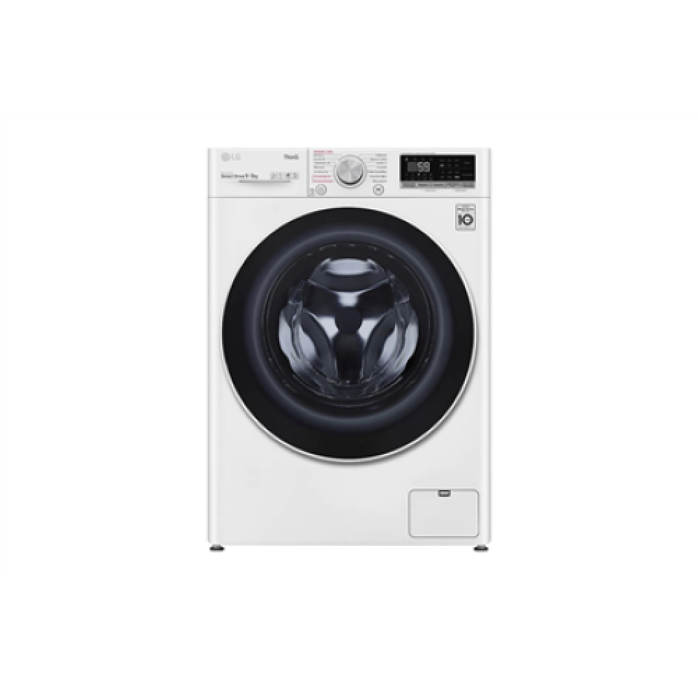 LG Washing Machine With Dryer F4DV509S0E Energy efficiency class B, Front loading, Washing capacity 9 kg, 1400 RPM, Depth 56.5 cm, Width 60 cm, Display, LED, Drying system, Drying capacity 6 kg, Steam function, Direct drive, Wi-Fi, White