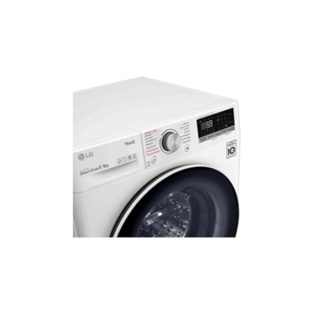 LG Washing Machine With Dryer F4DV509S0E Energy efficiency class B, Front loading, Washing capacity 9 kg, 1400 RPM, Depth 56.5 cm, Width 60 cm, Display, LED, Drying system, Drying capacity 6 kg, Steam function, Direct drive, Wi-Fi, White
