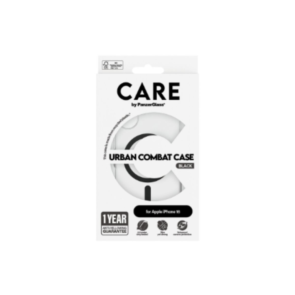 CARE Flagship Case , Back cover , Apple , iPhone 16 , Recycled plastic , Black , MagSafe