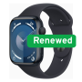 RENEW , Apple Grade B , Watch Series 9 (GPS + Cellular) , Smart watch , Midnight , Aluminum Case , 12 month(s)
