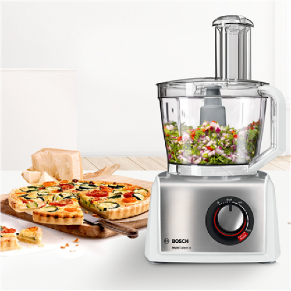 Bosch , MC812S820 , 1250 W , Food Processor MultiTalent 8 , Number of speeds Equal speed setting, instant and pulse functions , Bowl capacity 3.9 L , Blender , White/Silver