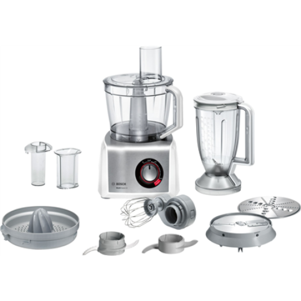Bosch , MC812S820 , 1250 W , Food Processor MultiTalent 8 , Number of speeds Equal speed setting, instant and pulse functions , Bowl capacity 3.9 L , Blender , White/Silver