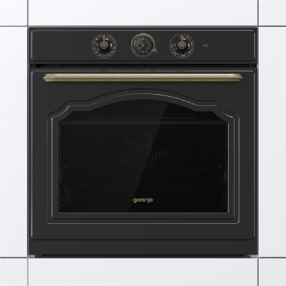 Gorenje Oven , BOS67372CLB , 77 L , Electric , AquaClean , Mechanical control , Steam function , Height 59.5 cm , Width 59.5 cm , Black