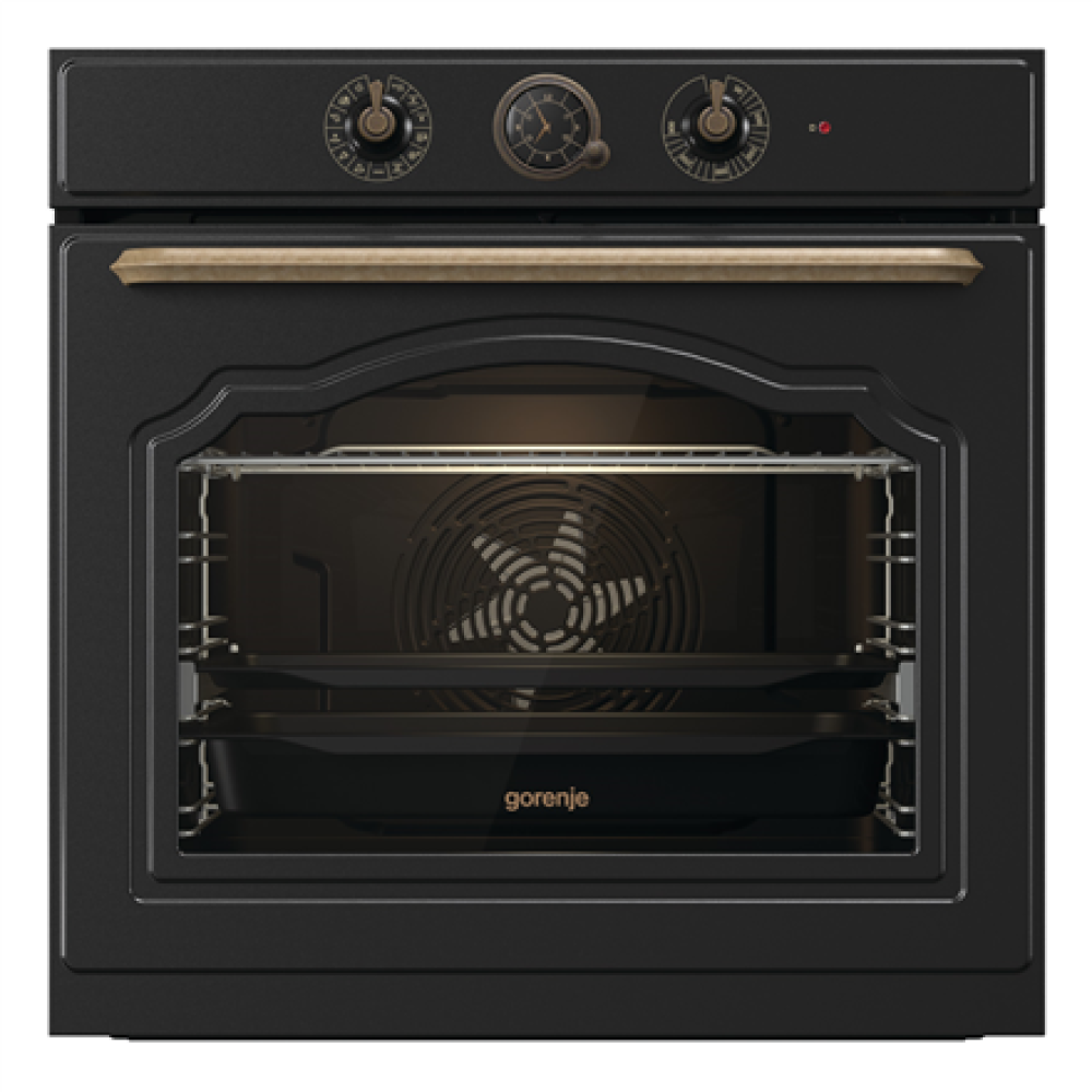 Gorenje Oven , BOS67372CLB , 77 L , Electric , AquaClean , Mechanical control , Steam function , Height 59.5 cm , Width 59.5 cm , Black
