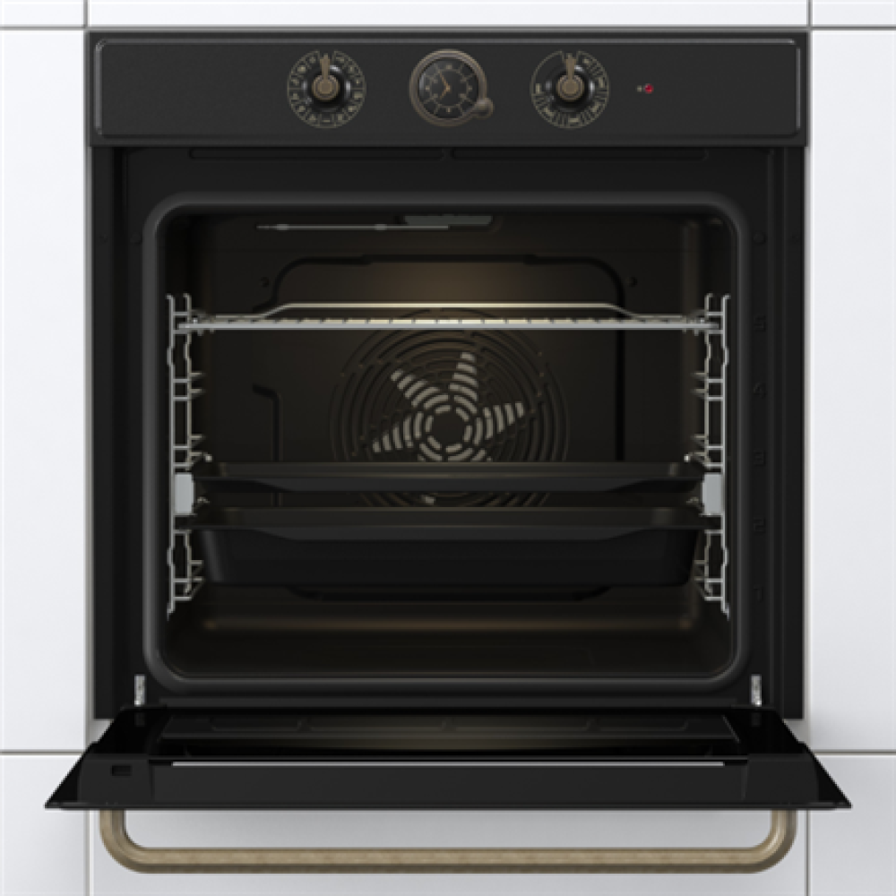 Gorenje Oven , BOS67372CLB , 77 L , Electric , AquaClean , Mechanical control , Steam function , Height 59.5 cm , Width 59.5 cm , Black