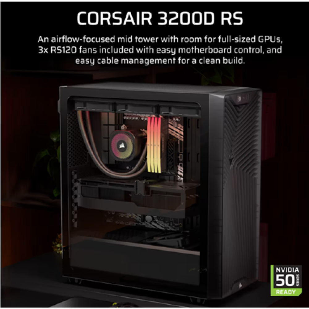 Corsair PC Case , 3200D RS , Smoke , Mid-Tower