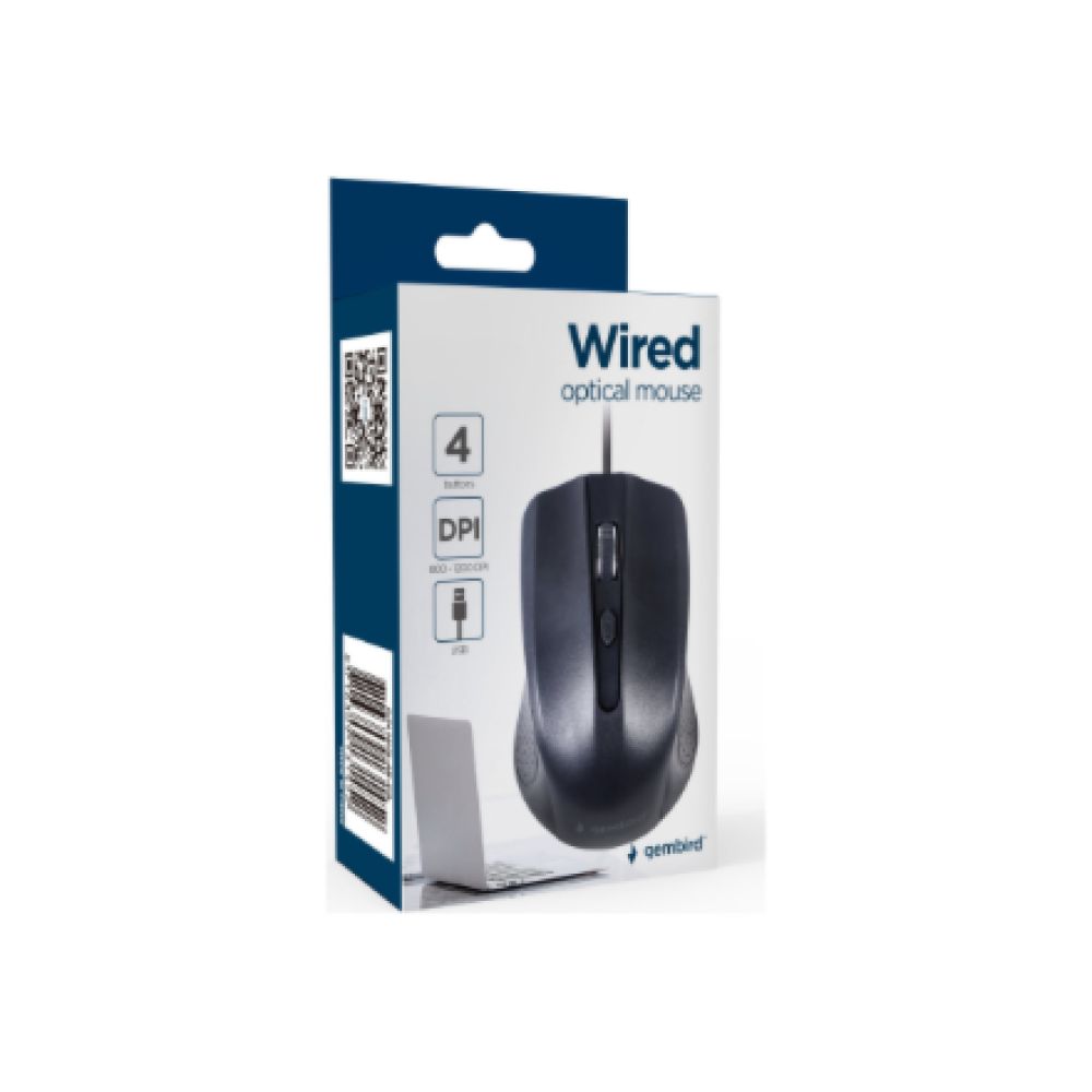 Gembird Optical Mouse , MUS-4B-01L , Wired , USB , Black