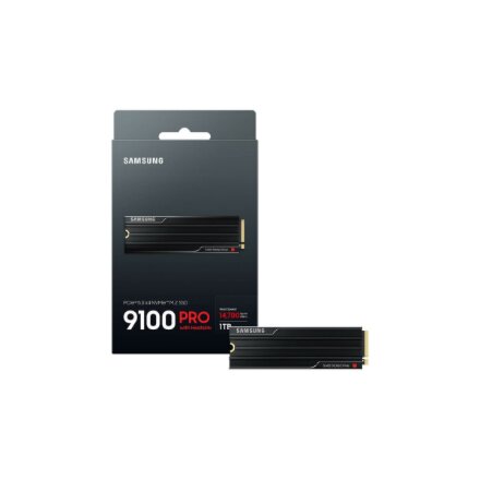 Samsung 9100 PRO With Heatsink , 1000 GB , SSD form factor M.2 2280 , Solid-state drive interface PCIe 5.0 NVMe , Read speed 14800 MB/s , Write speed 13400 MB/s