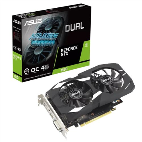 Asus DUAL-GTX1630-O4G NVIDIA, 4 GB, GeForce GTX 1630, GDDR6, PCI Express 3.0, DVI-D ports quantity 1, HDMI ports quantity 1, Memory clock speed 12000 MHz