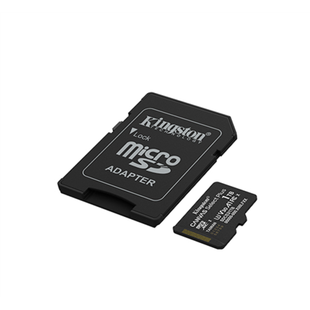 Kingston Memory card , Canvas Select Plus , 1000 GB , microSD , Flash memory class Class 10, UHS-I, U1/U3, video class 10/30, A1