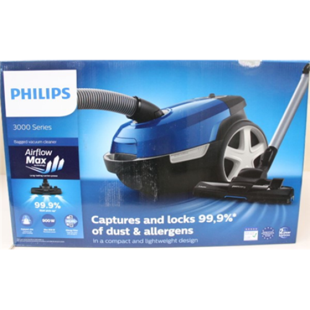 SALE OUT. Philips XD3110/09 Vacuum cleaner, Bagged, Power 900 W, Dust bag 3 L, Working radius 9 m, Blue Philips Vacuum cleaner 3000 Series XD3110/09 Bagged Power 900 W Dust capacity 3 L Blue DAMAGED PACKAGING , Philips 3000 Series XD3110/09 , Vacuum clean