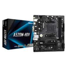 ASRock A520M-HDV Processor family AMD, Processor socket AM4, DDR4 DIMM, Memory slots 2, Supported hard disk drive interfaces SATA, M.2, Number of SATA connectors 4, Chipset AMD A520, Micro ATX