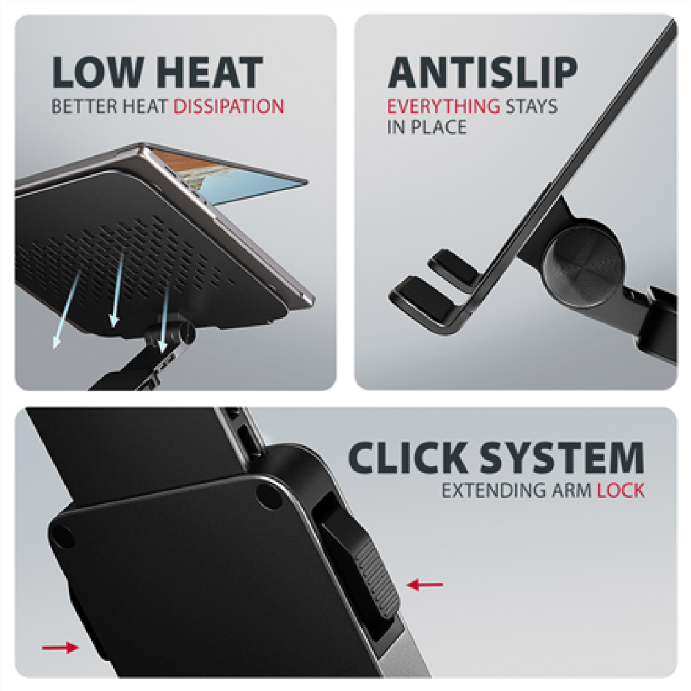 AXAGON STND-LRB stand with 360° rotation for laptops and tablets , Adjustable Height, Angle , 10-17.3 , Maximum weight (capacity) 5 kg , Black