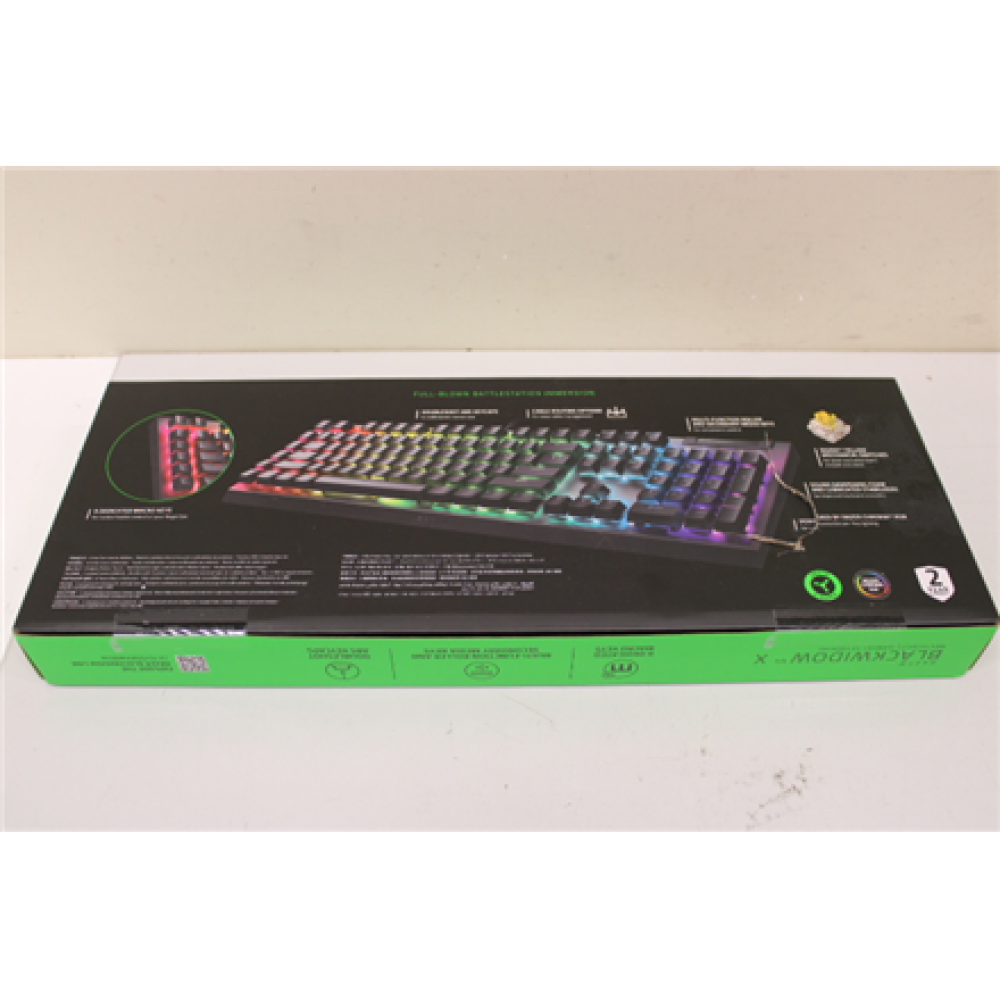 SALE OUT. Razer BlackWidow V4 X Mechanical Gaming Keyboard, Yellow Switch, US Layout, Wired, Black , Razer , Mechanical Gaming Keyboard , BlackWidow V4 X , Mechanical Gaming Keyboard , Wired , US , DAMAGED PACKAGING , Black , Yellow Mechanical Switches (L