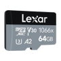 Lexar , Professional 1066x , UHS-I , 64 GB , MicroSDXC , Flash memory class 10