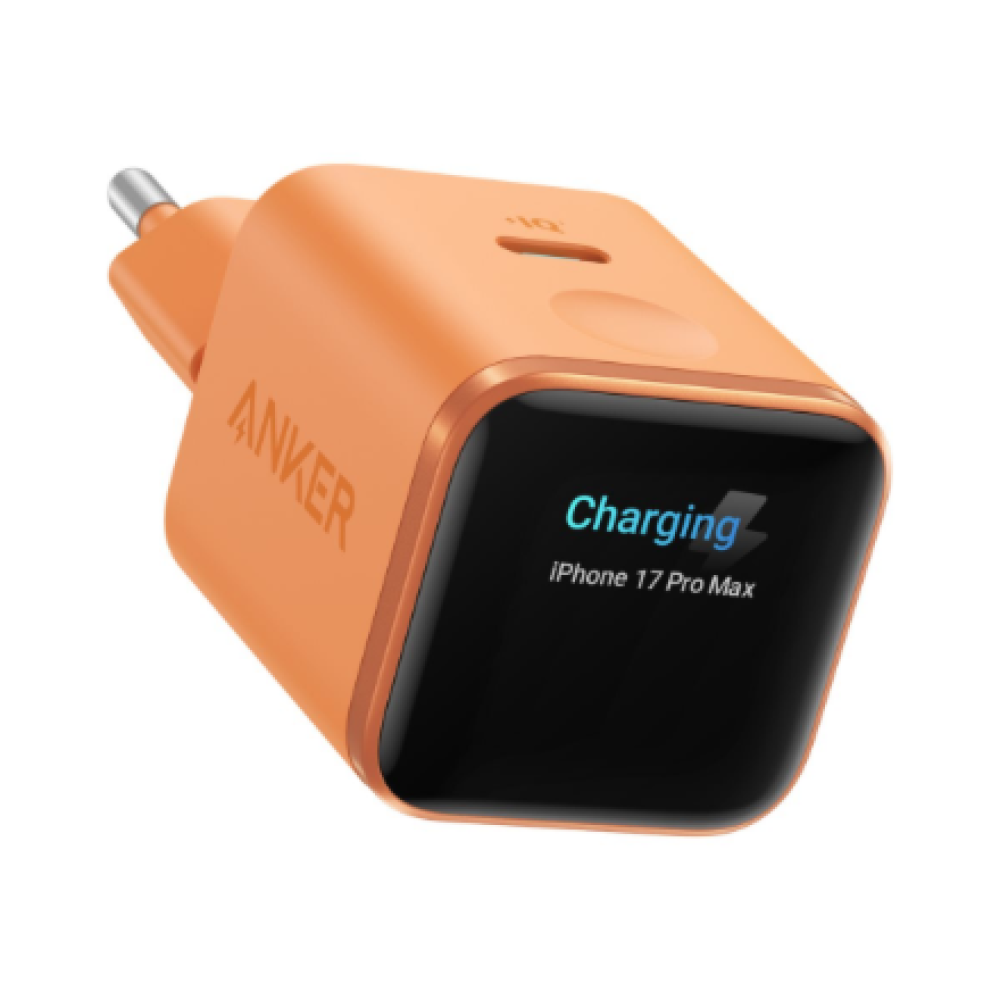 Anker Nano Charger 45W, Smart Display, Orange , 24 pin USB-C