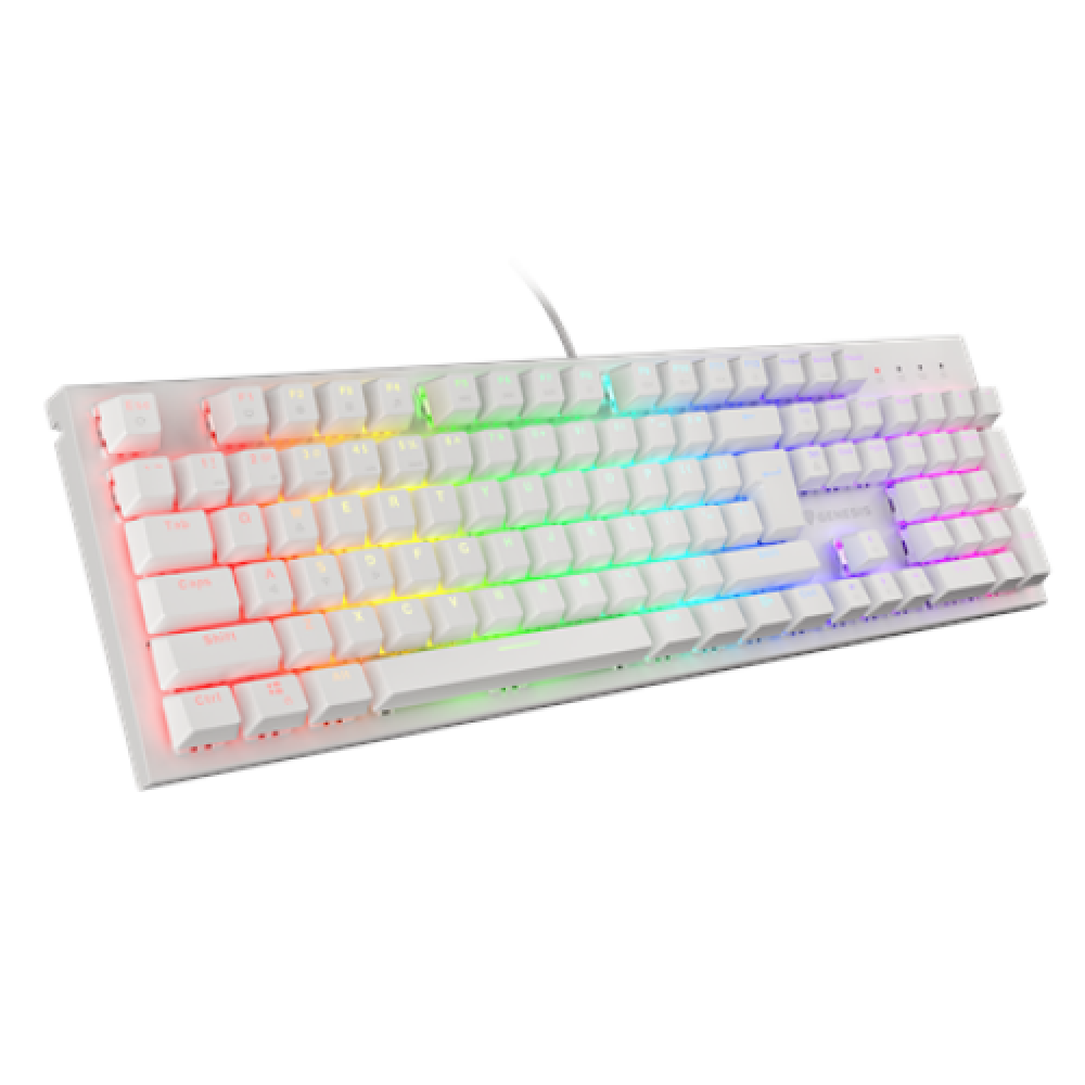 Genesis , THOR 303 , White , Gaming keyboard , Wired , RGB LED light , US , 1.8 m , Brown Switch