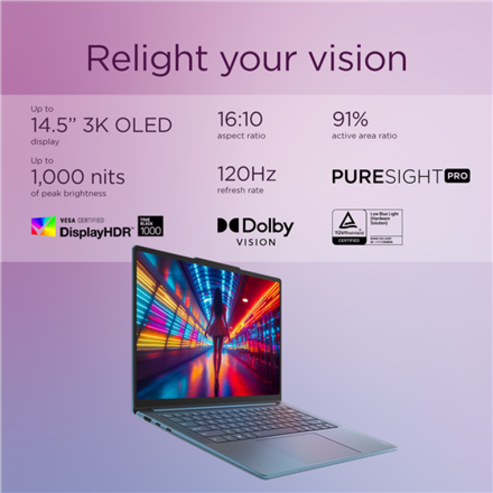 Lenovo Yoga Pro 7 14ASP10 14.5 3K AMD Ryzen AI 9 365/32GB/1TB/AMD Radeon 880M/WIN11 Home/ENG Backlit kbd/2Y Warranty , Lenovo Yoga Pro 7 14ASP10 , Tidal Teal , 14.5 , OLED , 3K , 2944 x 1840 pixels , Glossy , AMD Ryzen AI 9 , 365 , 32 GB , Soldered LPDDR5