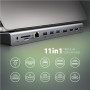 AXAGON USB-C 5Gbps TRIPLE 4K DISPLAY 11in1 Hub , HMC-4KX3