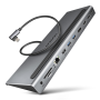 AXAGON USB-C 5Gbps TRIPLE 4K DISPLAY 11in1 Hub , HMC-4KX3