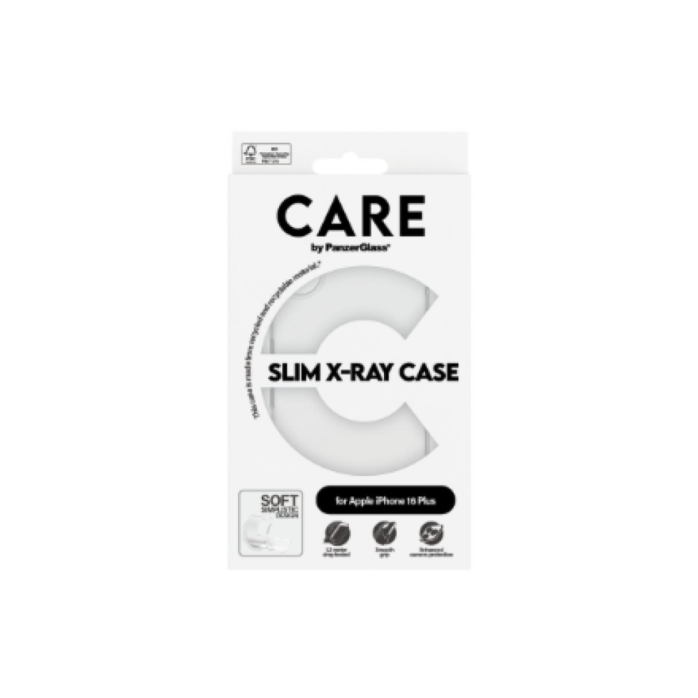 CARE by PanzerGlass Case Fashion X-Ray Soft Basic , Back protection , Apple , iPhone 16 Plus , Recycled plastic , Transparent