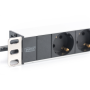 Aluminum outlet strip with 8 safety outlets , DN-95401 , Sockets quantity 8