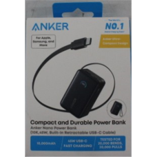 SALE OUT. , Anker Nano Power Bank 45W with Built-In Retractable USB-C Cable , A1638H11 , 10000 mAh , Black , DEMO
