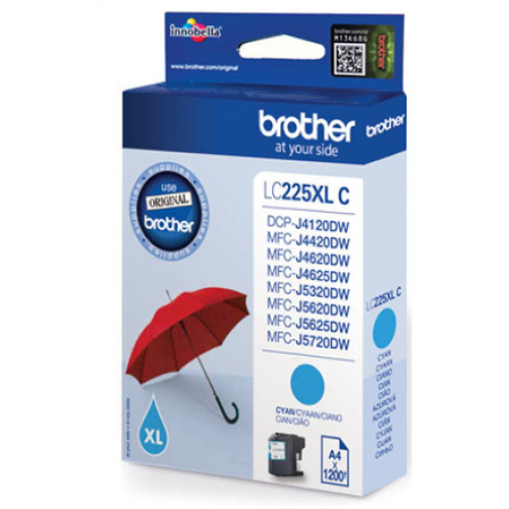 Brother LC-225XLC , Ink Cartridge , Cyan